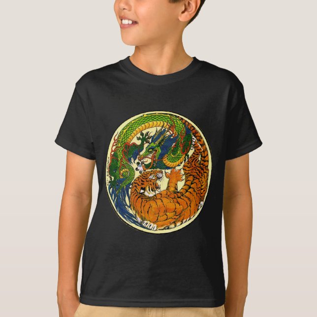 T-shirt Tigre et dragon Yin Yang (Devant)
