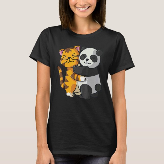 T-shirt Tigre Et Panda Cute Zoo Animaux Enlacer (Devant)