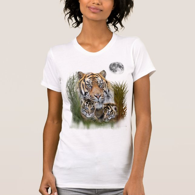 T-shirt Tigre et petits (Devant)