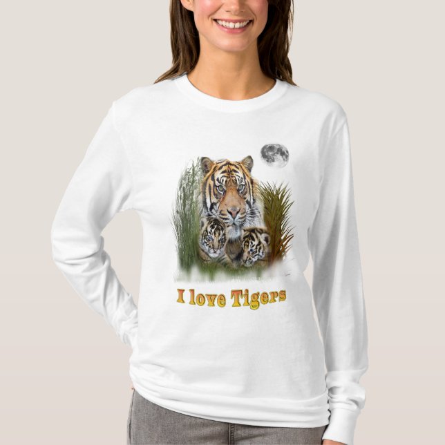 T-shirt tigre et petits (Devant)