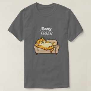 T-shirt Tigre Facile Mignon Dessin Animé Relaxant Canapé A