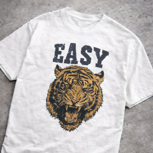 T-shirt Tigre FACILE Typographie Vintage Détresse Drôle