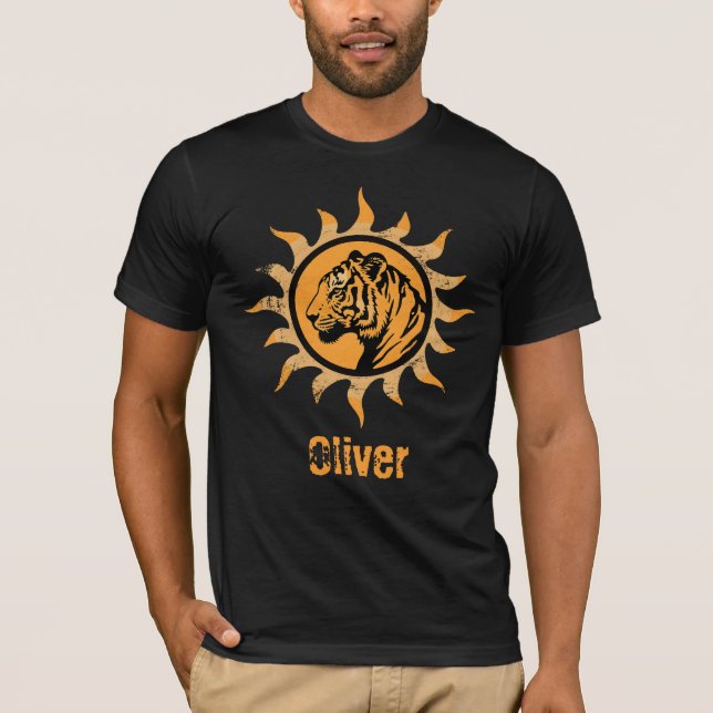 T-shirt Tigre faune vintage Soleil (Devant)
