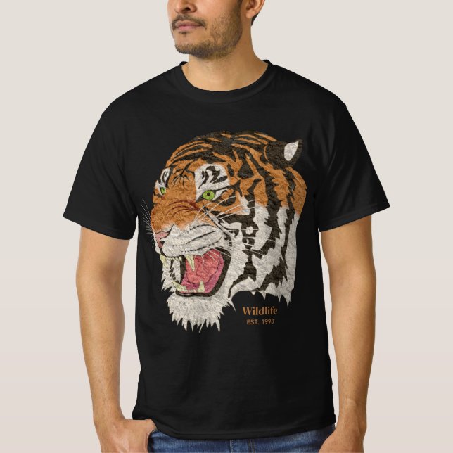 T-shirt Tigre faunique EST 1993 classique moderne hommes n (Devant)