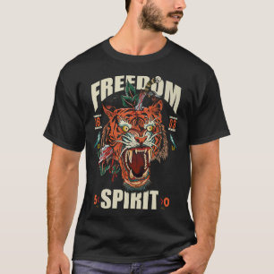 T-shirt tigre freedom spirit citation tattoo tiger old sch
