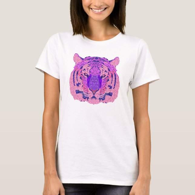 T-shirt Tigre géométrique pourpre (Devant)