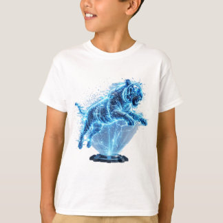 T-shirt Tigre holographique futuriste dans la technologie