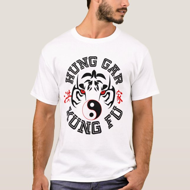 T-shirt Tigre Hung Gar Kung Fu avec symbole Yin Yang (Devant)