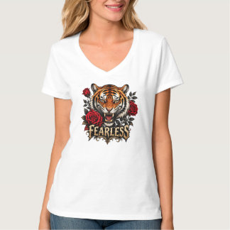 T-shirt tigre intrépide et roses