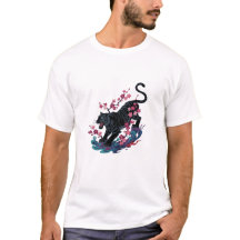 Tigre japonais noir et fleurs de cerisier