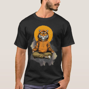 T-shirt Tigre Mignon en Méditation – Conception de Dessin