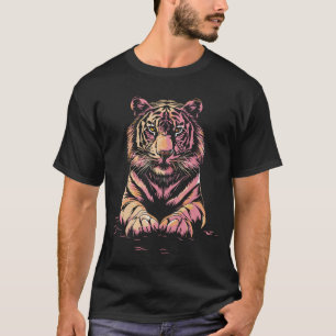 T-shirt Tigre monochrone rose
