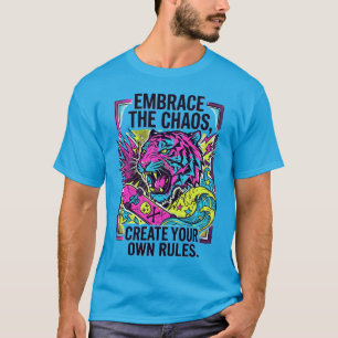 T-shirt Tigre NéonStreetwear Embrassez le Chaos Skate Urba