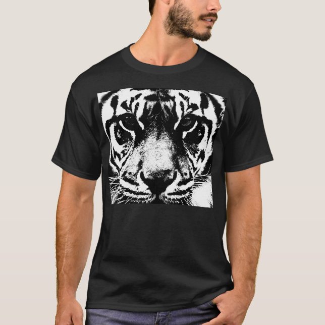 T-shirt Tigre noir et blanc (Devant)