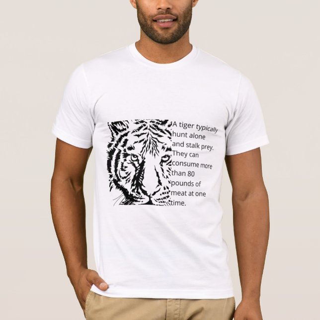 T-shirt Tigre noir moderne avec texte hommes blanc (Devant)