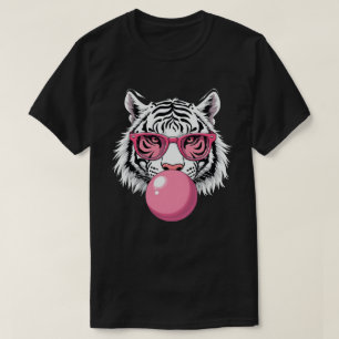 T-shirt Tigre Portant des lunettes et soufflant de la gomm