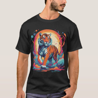 T-shirt tigre psychédélique dans la jungle vivante