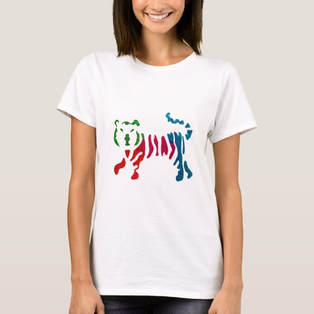 T-shirt Tigre rayé arc-en-ciel (Devant)