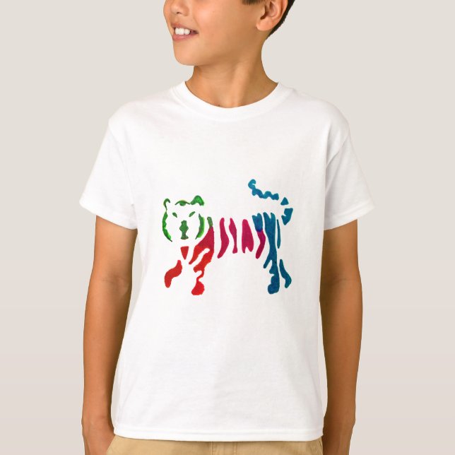 T-shirt Tigre rayé arc-en-ciel (Devant)