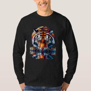 T-shirt Tigre regardant son reflet dans l'eau