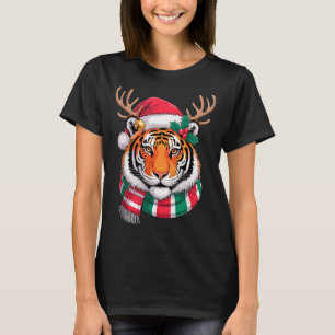T-shirt Tigre Renne Noël Chapeau Santa Tigre Xmas