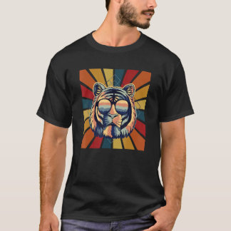 T-shirt Tigre Rétro Funky Avec Lunettes De Soleil Design C