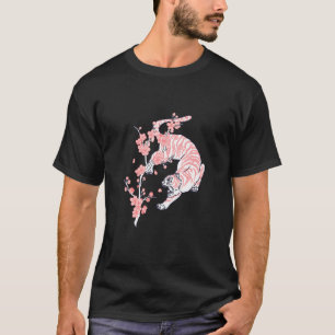 T-shirt Tigre Rose Avec Arbre De Fleur Sakura