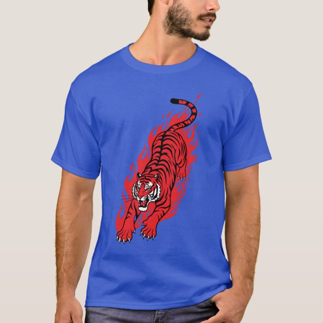 T-shirt Tigre rouge flamboyant - Feu feu de la bête Tee (Devant)