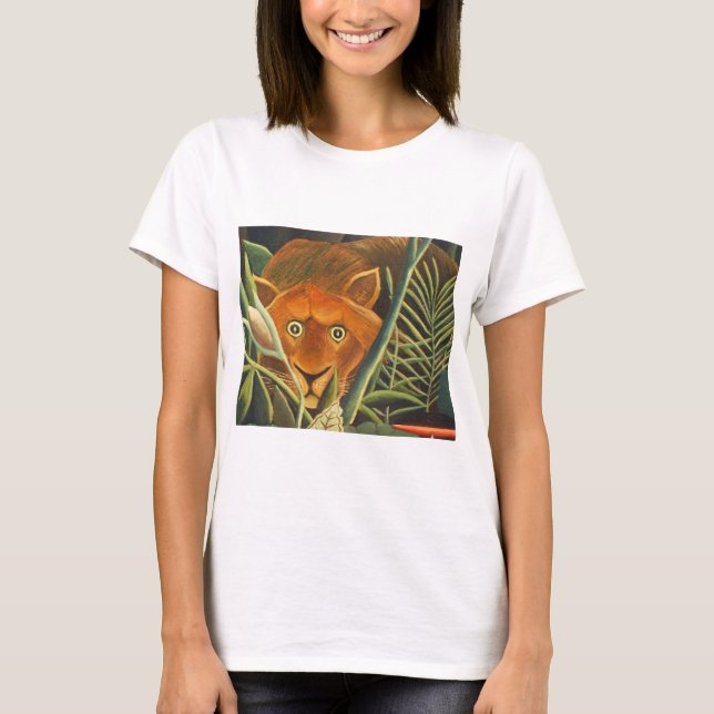 T-shirt Tigre Sortant De L'Herbe Par Henri Rousseau (Devant)