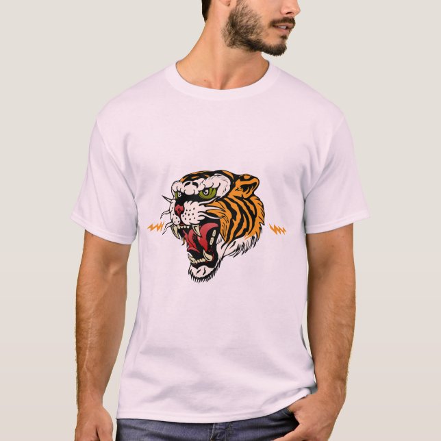 T-shirt Tigre tattoo old school éclair (Devant)