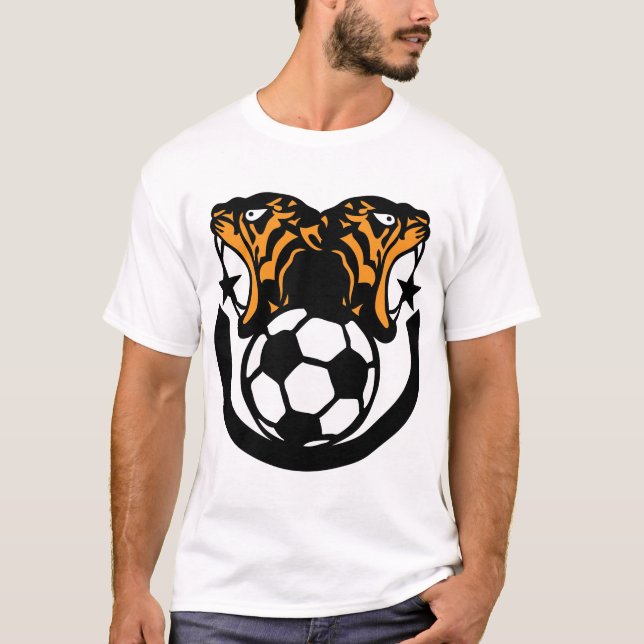 T-shirt tigre tiger football soccer logo club face cartoon (Devant)