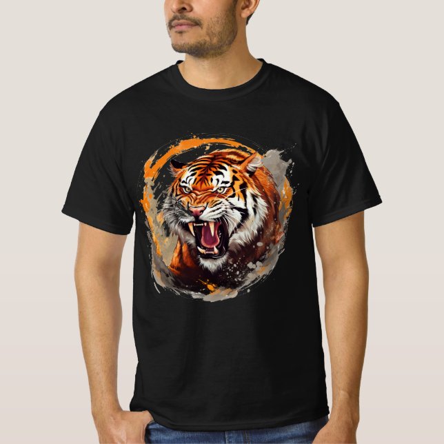 T-shirt Tigre torride - cercles de feu rouge (Devant)