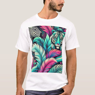 T-shirt Tigre Tropical Blanc - Art Téméraire