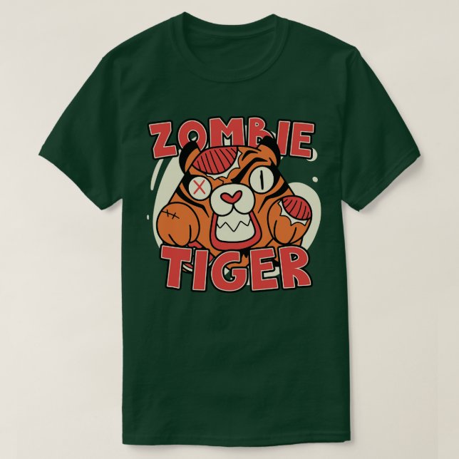 T-shirt Tigre Zombie mignon Drôle Halloween Zombie Animaux (Design devant)