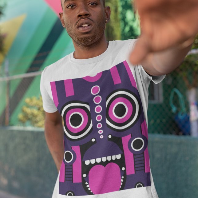 T-shirt Tiki Art Violet Et Rose (Créateur téléchargé)