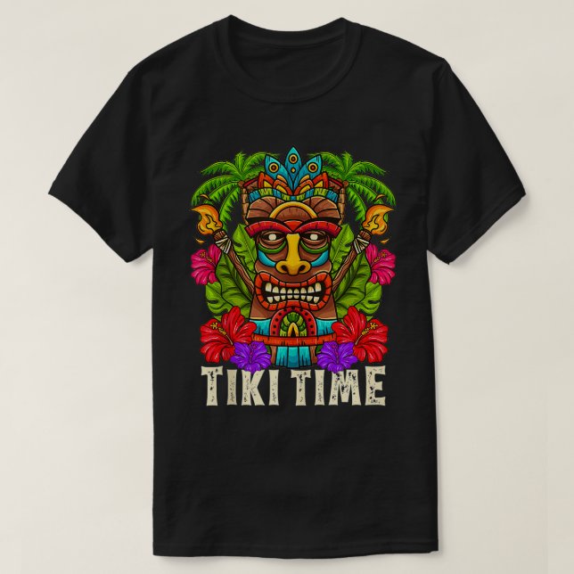 T-shirt Tiki Hawaii Hawaii Aloha Hula Surf Island Party (Design devant)