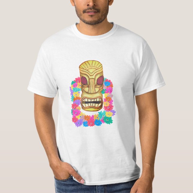 T-shirt Tiki Head Hawaiian Lei (Devant)