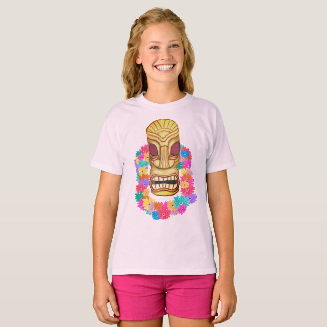 T-shirt Tiki Head Hawaiian Lei (Devant entier)