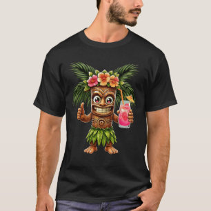 T-shirt Tiki Man Drink Cocktail Hawaiian Summer Tropical L