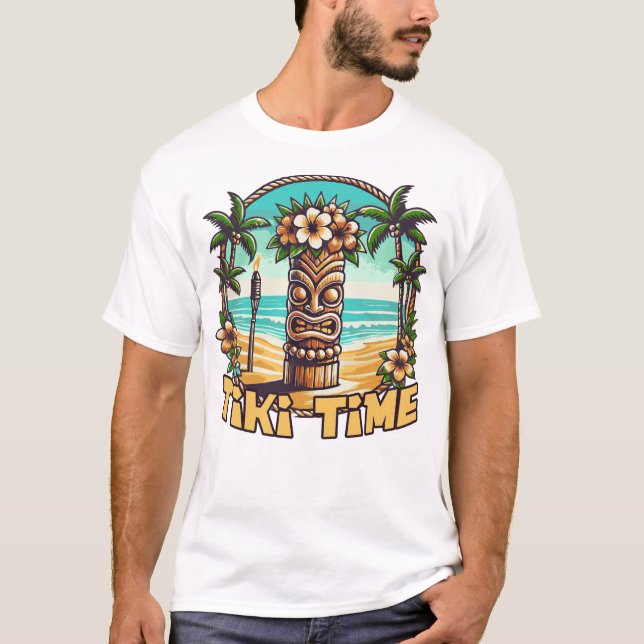 T-shirt Tiki Time - L'île tropicale s'échappe (Devant)