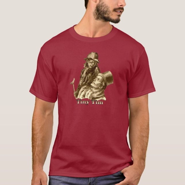 T-shirt Tim minuscule et Bob Cratchit au carol de Noël (Devant)