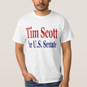 T-shirt Tim Scott pour le Sénat avec un texte bleu rouge