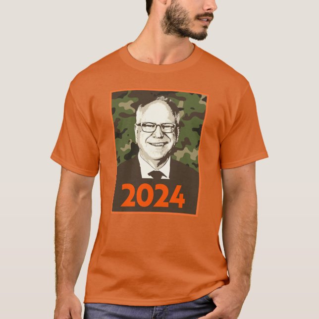 T-shirt Tim Walz 2024 Espoir au Camouflage (Devant)