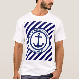 T-shirt Timbre Ancre et bandes diagonales personnalisés