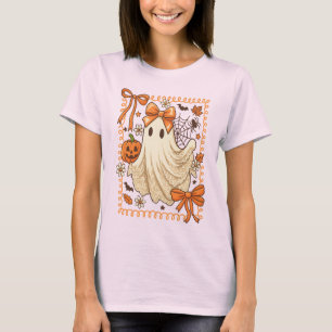 T-shirt Timbre Citrouille d'Halloween Coquette