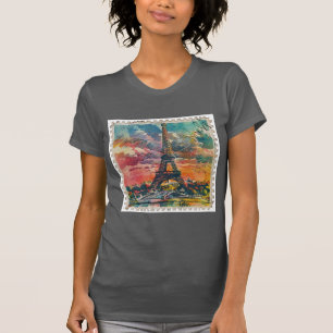 T-shirt Timbre coloré Paris Sky Postage