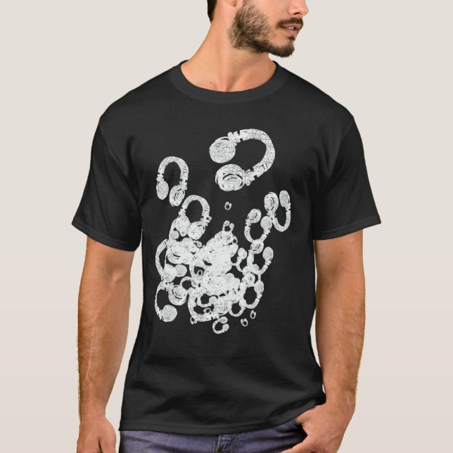 T-shirt Timbre cool des écouteurs DJ blancs (Devant)