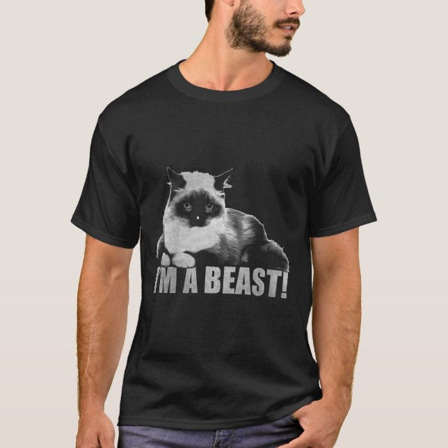 T-shirt Timbre de chat graphique branché Je suis une bête (Devant)