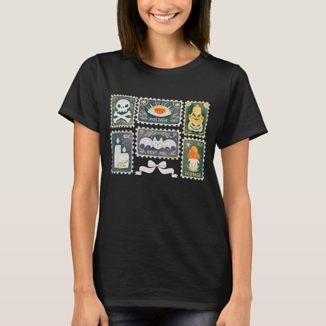 T-shirt Timbre de Citrouille de saison Éffrayante Retro Ba (Devant)