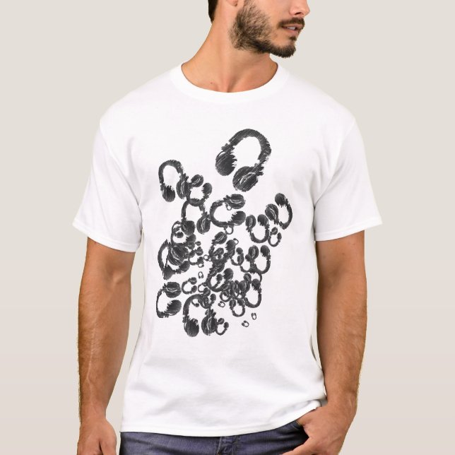 T-shirt Timbre de musique cool des écouteurs DJ (Devant)
